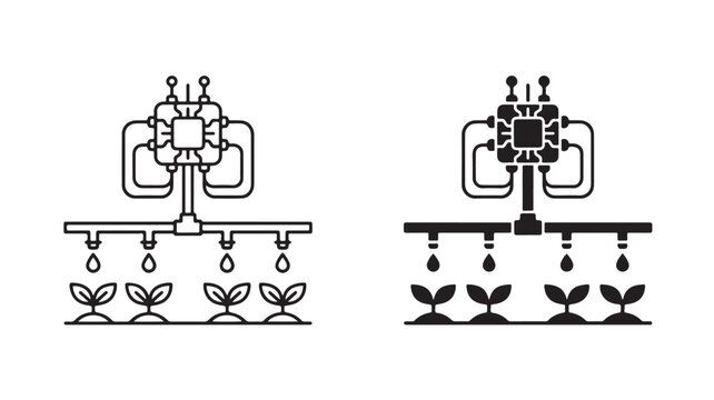 Automated irrigation system watering plants for agriculture and gardening concepts