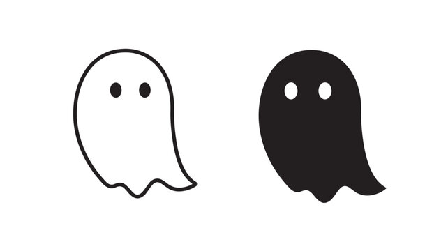 Ghosts Icons Black White Isolated For Halloween Concepts