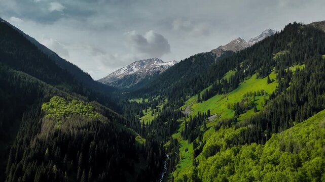 Aerial Mountains landscape in Kazakhstan