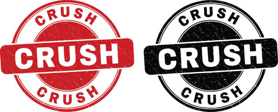 Grunge Rubber Stamp Vector Set with Crush Text in Red and Black for Branding and Marketing Design