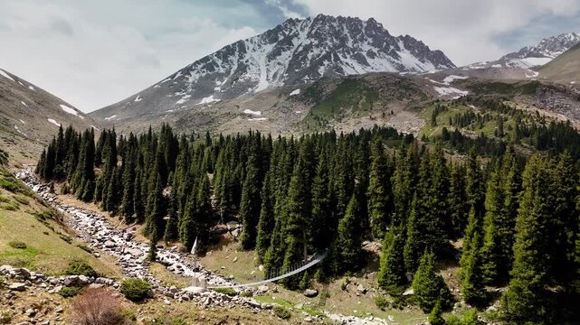 Aerial Mountains landscape in Kazakhstan