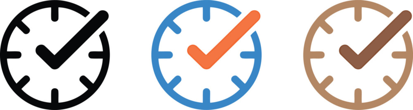Check mark clock icon vector illustration