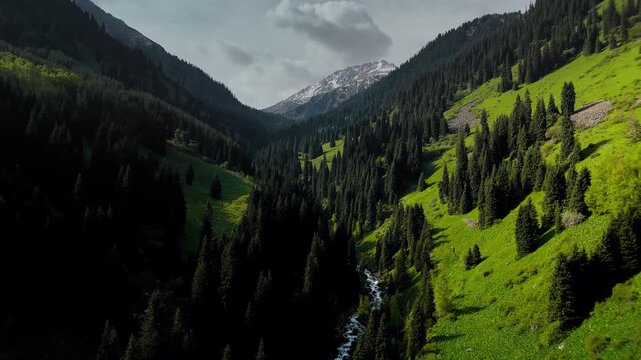 Aerial Mountains landscape in Kazakhstan