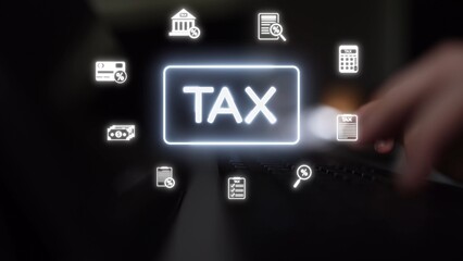 Fototapeta premium Online tax system with secure e-filing, automated calculation, and submission tools. Manage tax documents, track tax payments, and stay tax compliant with ease. Muxer
