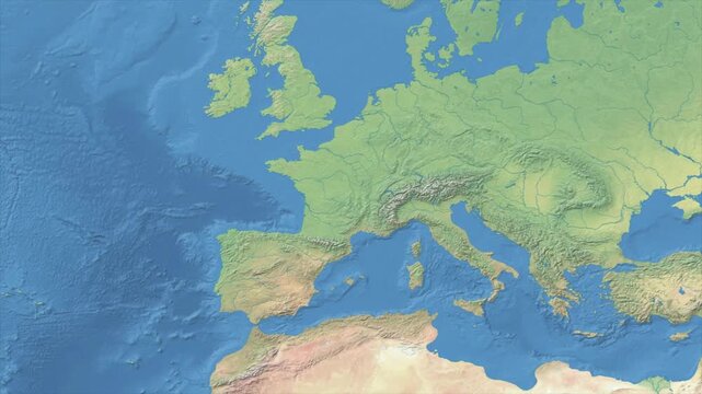 Cinematic Zoom from World Map to FRANCE Terrain Map, Earth Navigation Animation