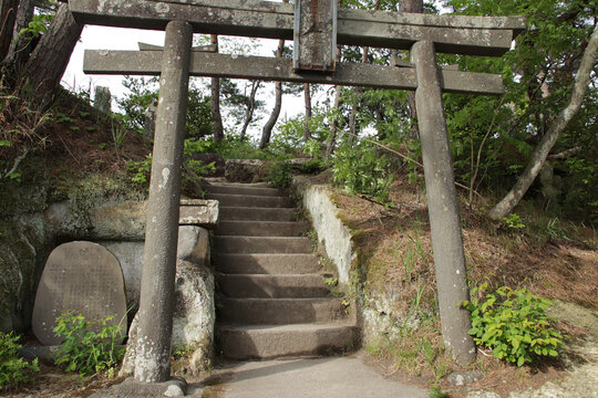 shinto monument (torii) in matsushima in japan 