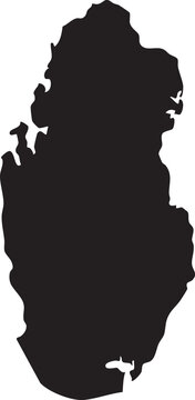 Black silhouette map of Qatar a simple vector graphic for travel and geography concepts isolated on a white background