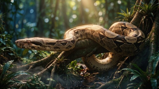 Giant Boa Constrictor &ndash; Rainforest Wildlife Cinematic Portrait