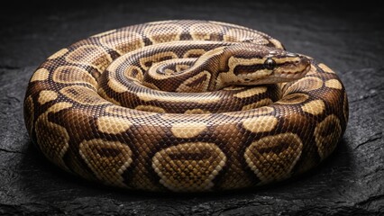 Obraz premium Ball Python Spiral Coil – Exotic Reptile Studio Macro