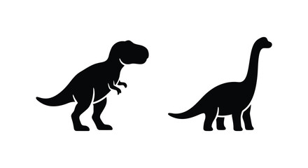 two dinosaurs facing each other in black silhouette © Mama