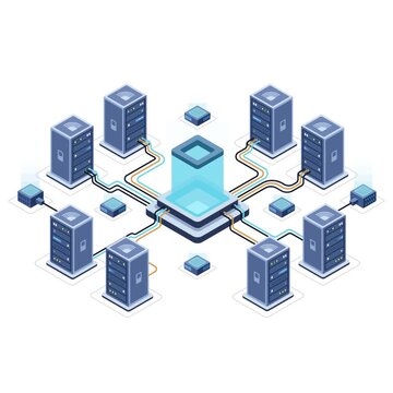 Isometric Server Network System Data Center Loop Animation