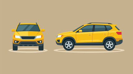 Obraz premium Yellow compact and suv cars viewed from front and side angles