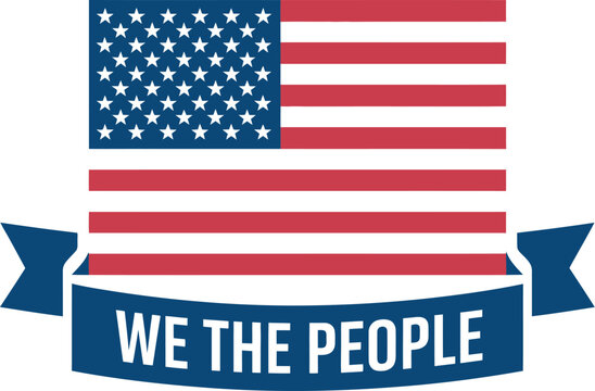 American Flag with We the People Constitution Ribbon