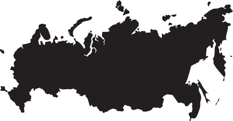 Black silhouette map of Russia a simple vector illustration for geography and travel concepts isolated on a white background © Faizan