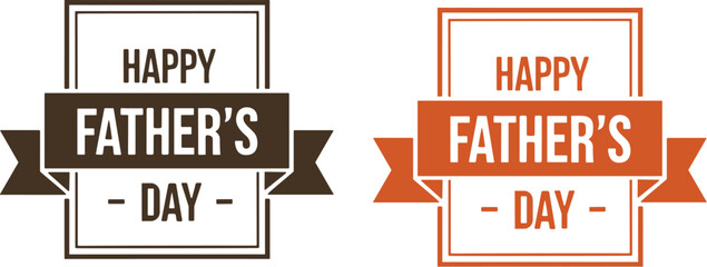 Happy Father's Day celebration badge with ribbon in brown and orange color variations for greeting cards © jannat