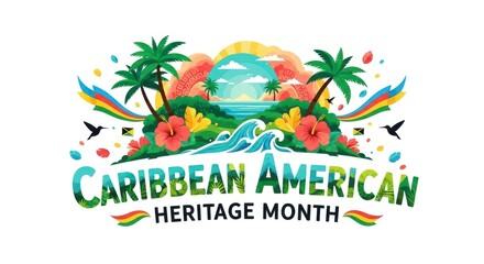 Obraz premium Caribbean american heritage month colorful vector illustration