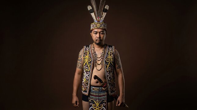 Thoughtful Dayak Sapei Sapaq portrait