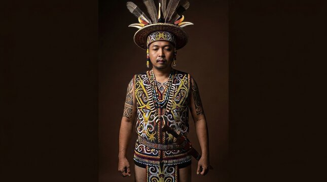Thoughtful Dayak Sapei Sapaq portrait
