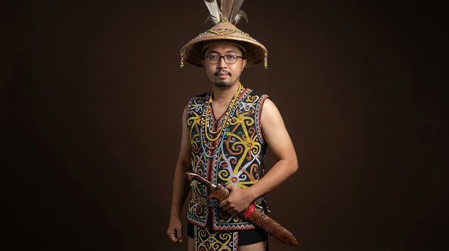 Thoughtful Dayak Sapei Sapaq portrait