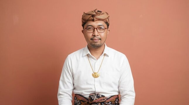 Sabu man from Sumba, East Nusa Tenggara, wearing complete traditional attire