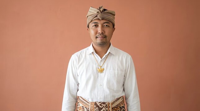 Sabu man from Sumba, East Nusa Tenggara, wearing complete traditional attire