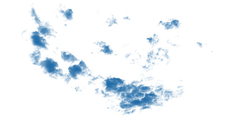 Naklejka premium Abstract blue ink splatter on transparent background, watercolor texture and organic shapes