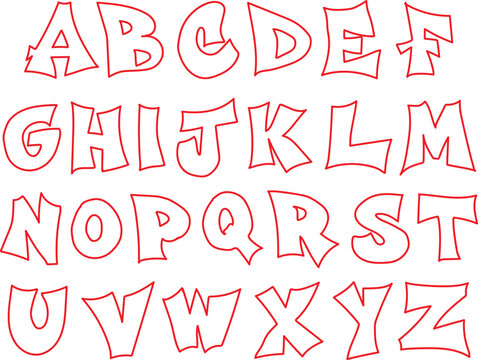 Hand Drawn Cartoon Alphabet Font with Outline Bubble Letters Creative Typography Set