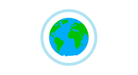 Obraz premium Planet Earth Icon with Blue Circle Border - Global Connection and Environment