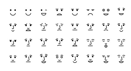 Fototapeta premium Diverse Hand-Drawn Emoticons Expressing Various Emotions
