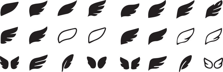 Black feather and wing icons © Mst. Taslima Akhter