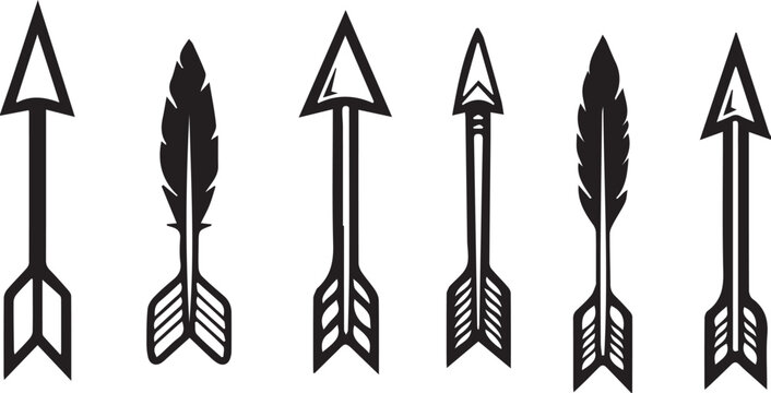Black arrows with feathers and tips