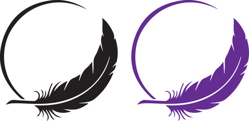 Black and purple feather icons with circular frames © Mst. Taslima Akhter