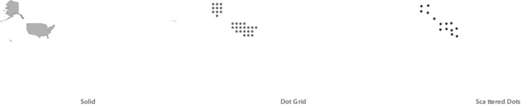 Set of united kingdom map icons in solid, dot grid and scattered dots styles vector illustration