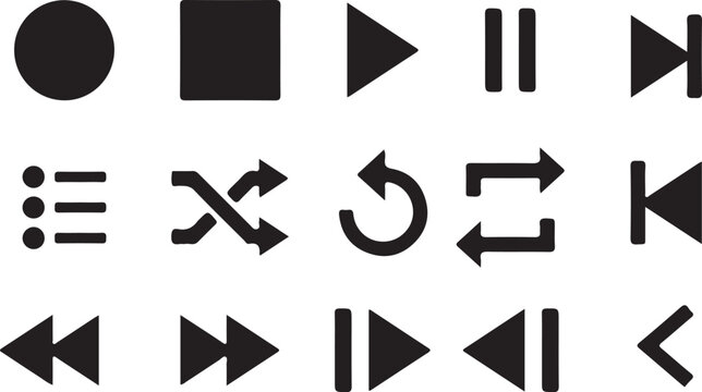 Black icons for media controls.