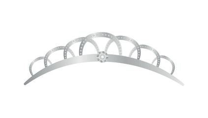 Vector illustration of an elegant silver tiara with interlocking arches and shining diamonds. Princess diadem isolated on white background. © Marina