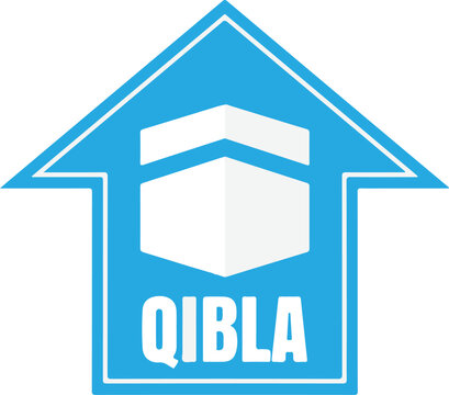 Qibla direction Islamic prayer logo symbol.