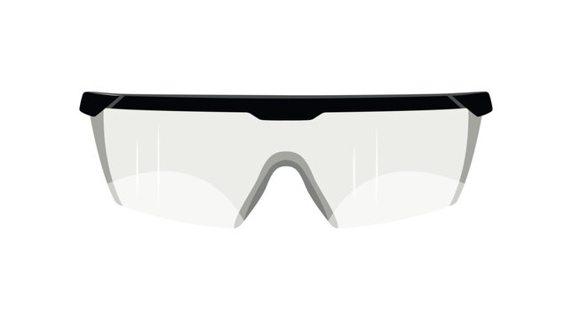 Cartoon vector illustration of clear plastic protective safety goggles. Industrial or medical eyewear isolated on a white background.