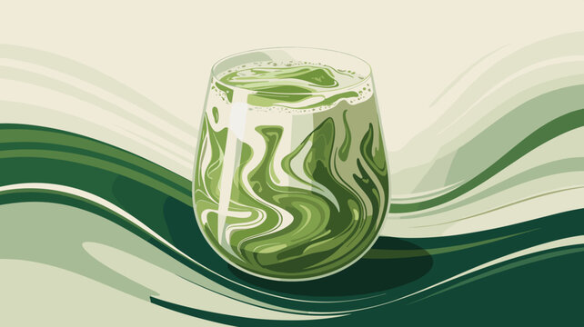 Luxury iced matcha latte with swirling green marble patterns &ndash; Perfect for coffee shop menus, organic tea branding, or aesthetic cafe culture promotions.