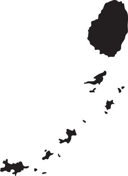 Black silhouette map of Saint Vincent and the Grenadines a Caribbean island nation ideal for geography travel and educational designs