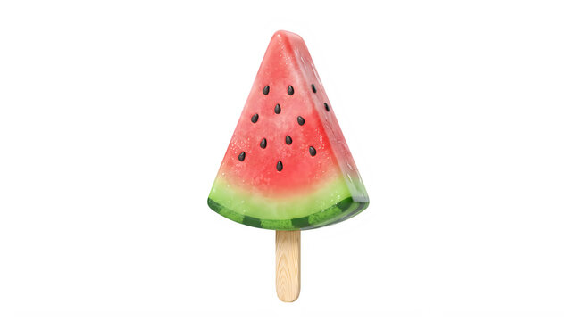 Juicy watermelon slice popsicle isolated on transparent background refreshing summer treat transparent background