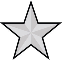 Obraz premium A gray silver color, 3d style vector star with a black outline isolated on white background