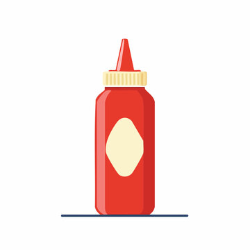 Red Ketchup Bottle Illustration