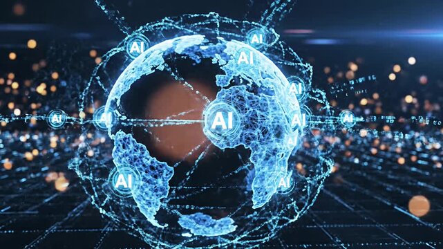 Artificial intelligence globe futuristic digital world visualization