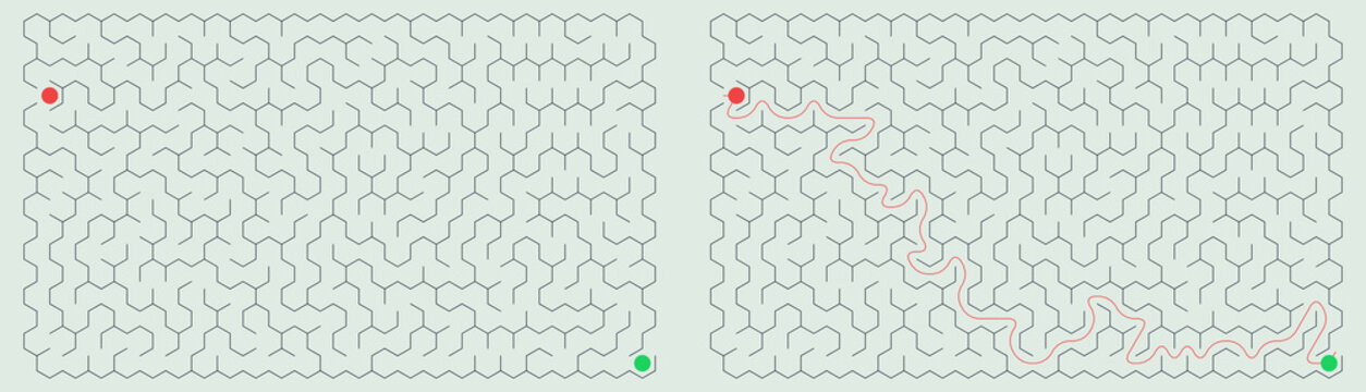 Maze Puzzle Game, Developmental Logic Exercise, Maze Sheet for Printing. Maze Logic Game.