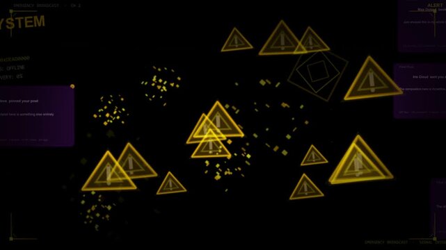 SYSTEM initiating yellow alert triangles spawning pulsing forming overlay signaling errors