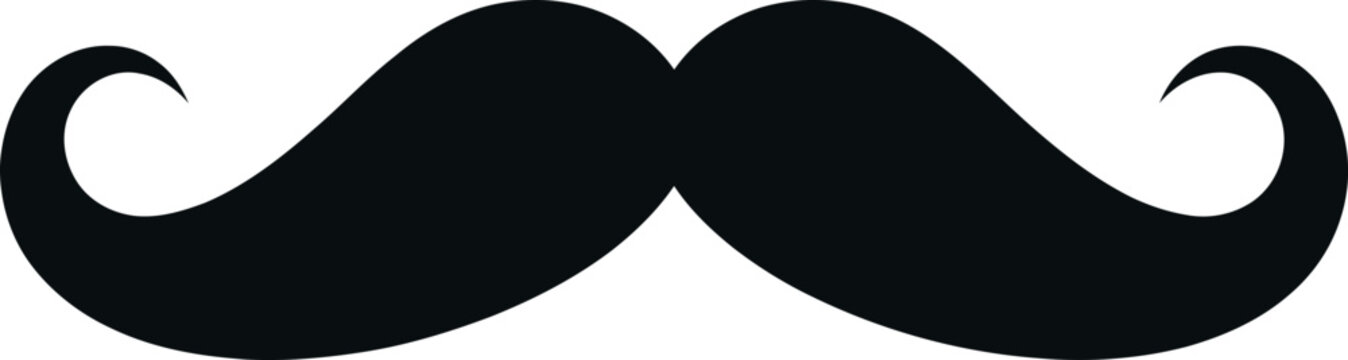 Black silhouette of a gentleman's mustache with facial hair, white