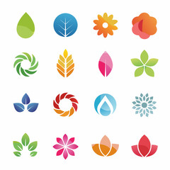 Fototapeta premium collection of colorful floral and leaf vector logos on white background