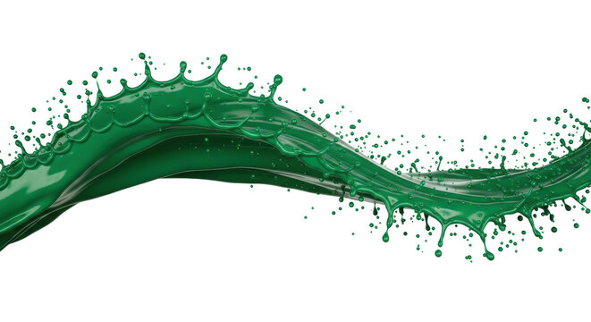 powerful, explosive jet of glossy, thick, emerald green liquid captured in ultra-high-speed macro photography against a stark white studio background, concept for vibrant commercial advertising