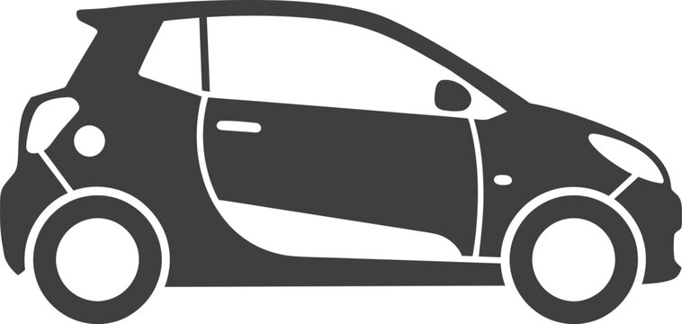 Compact car silhouette, a small urban vehicle designed for efficient city driving and easy parking