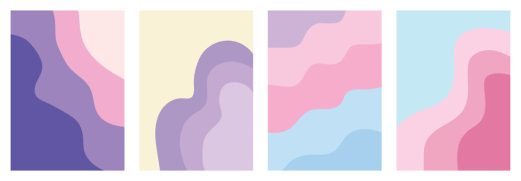 Pastel Abstract Organic Shapes Background Collection Vector Set